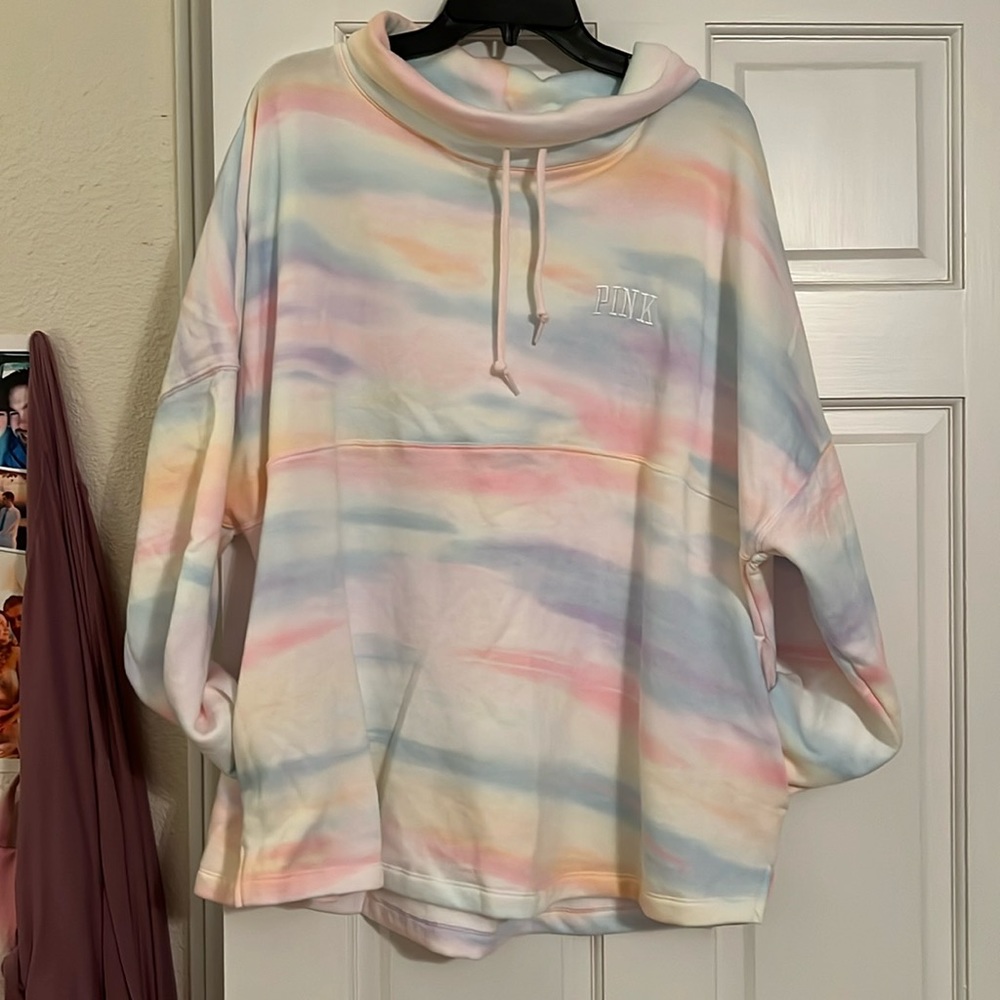 Pink Cowell neck, pullover sweatshirt